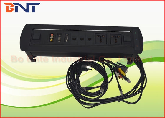 Konferenztisch angebrachte Netzdosen mit USB/RJ45-/VGA-Verbindungs-Kabel