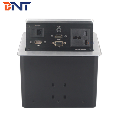 Multifunktionelle Arbeitsplatte Pop-up Steckdose Matte Schwarze Farbe mit HDMI / VGA