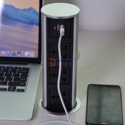 3 universelle Stromversorgung +2 USB-Anschluss vertikaler motorisierter Lift Küche Pop-up-Stromanschluss Touch-Pop-up-Typ wasserdichte Steckdose