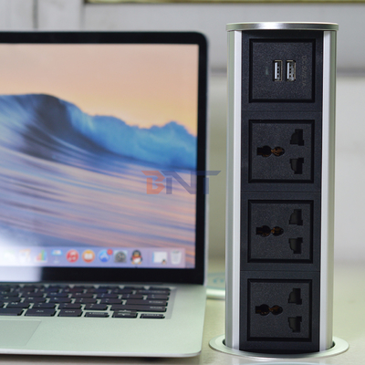 3 universelle Stromversorgung +2 USB-Anschluss vertikaler motorisierter Lift Küche Pop-up-Stromanschluss Touch-Pop-up-Typ wasserdichte Steckdose
