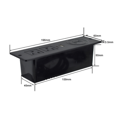 Sofa 2 US AC Steckdosen und USB-Ladesteckung mit drahtlosem Ladegerät 60mm us power Büro Sofa Ladegerät Möbel power soc