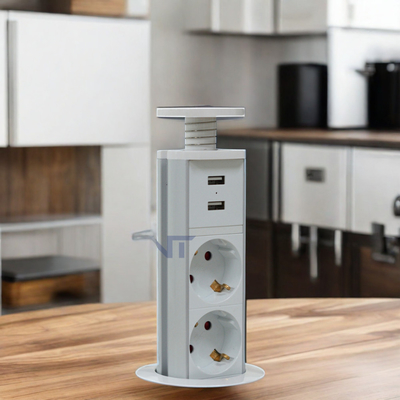IP44 6cm Weiße Farbe Küchen vertikaler Turm Steckdose mit USB-Ladung