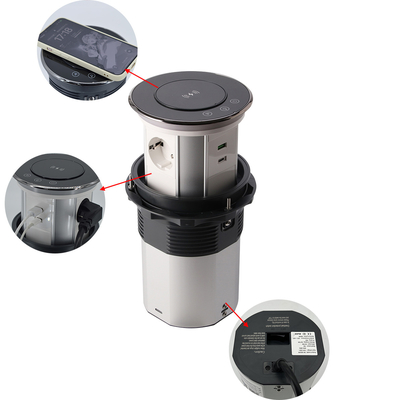 Küche Verborgene Anpassung motorisierter Pop-up-Küchen-Stromanschlüsse Tisch-Turm-Steckdosen mit USB-A + C-Ladeseck