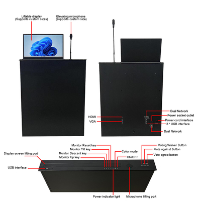 Konferenzsystem 15,6 Zoll Motorisierter Pop-up-LCD-Monitor Lift angepasste Größe 17 ~ 24 Zoll Computerbildschirm