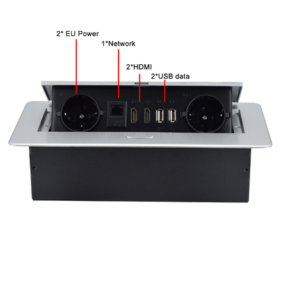 Eingebettete Fabrik-Steckdose mit EU-Stromanschluss Eingebettete Tischplatte IP44 2 Wechselstromanschlüsse RJ45 Netzwerk und HDMI-Stecker