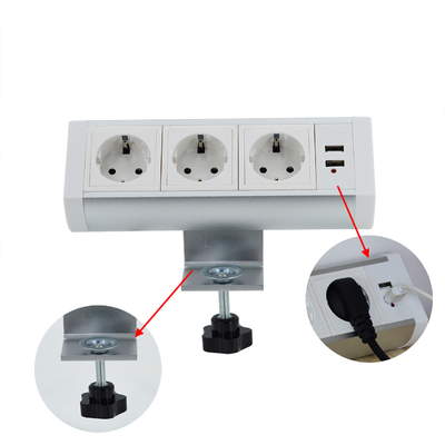 Boente-Klemm auf Schreibtisch abnehmbare Desktop-Halterung Multi-Ausgänge UK Steckdose mit USB/Tischklemm-Halterung Steckdose