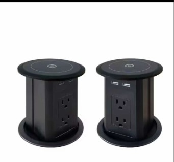 Hot-Selling Pop-Up-Stromanschlüsse Doppelseitiges Design 4 Wechselstromanschlüsse mit doppelter USB A + C + drahtlosem Ladegerät für Desktop