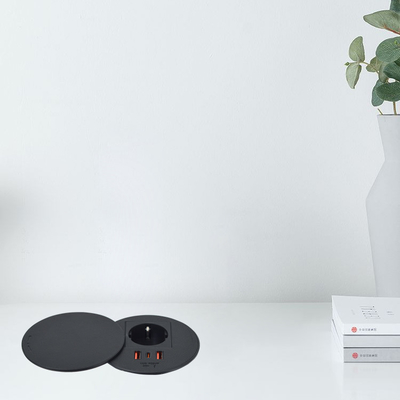Büromöbel rund EU Steckdose & 2 usb a+ 1c für Couchtisch Ladestation