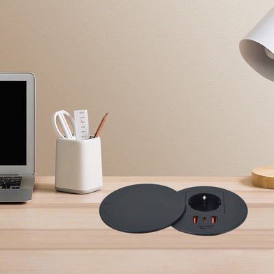 Büromöbel rund EU Steckdose & 2 usb a+ 1c für Couchtisch Ladestation