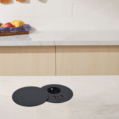 Büromöbel rund EU Steckdose & 2 usb a+ 1c für Couchtisch Ladestation