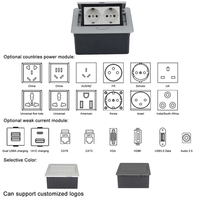 OEM/ODM Modern Office Essential BNT Popup Steckdose mit 2 eingebetteten WechselstromanschlüssenEU/UK/US/CN16A/10A/6A Nennstrom