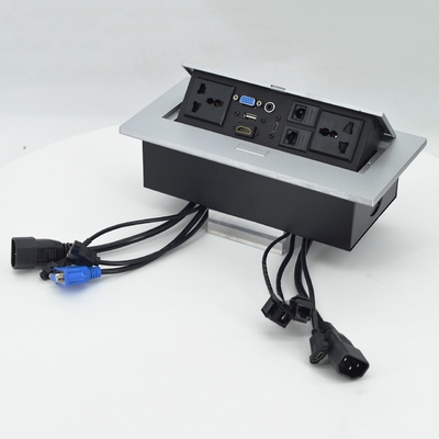 OEM/ODM Universal 16A/10A Wechselstromanschlüsse & Cat6 Datenanschluss PopUp Design Tischsteckdose IP44-Ebene mit 2 Steckdosen