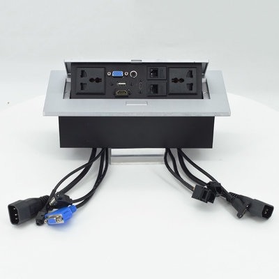 OEM/ODM Universal 16A/10A Wechselstromanschlüsse & Cat6 Datenanschluss PopUp Design Tischsteckdose IP44-Ebene mit 2 Steckdosen