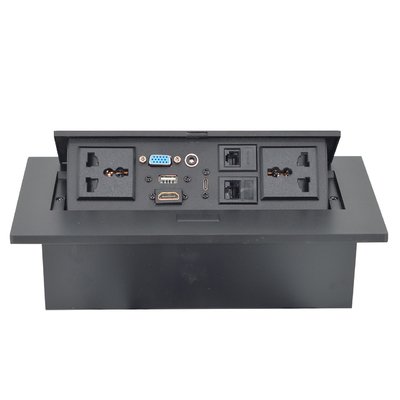 OEM/ODM Universal 16A/10A Wechselstromanschlüsse & Cat6 Datenanschluss PopUp Design Tischsteckdose IP44-Ebene mit 2 Steckdosen