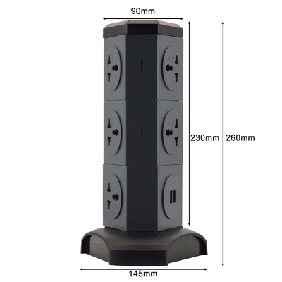 OEM/ODM Universal Power Extension Cord Tower Socket mit Überspannungsschutz für Schreibtisch
