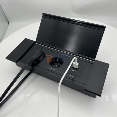 Büromöbel 2 fr Steckdosen hydraulischer Konferenztisch Pop-up eingebauter Desktop-Elektro-Steckdose