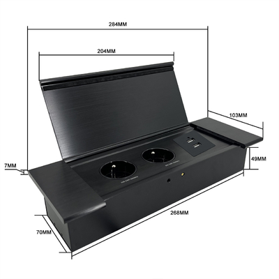 Büromöbel 2 fr Steckdosen hydraulischer Konferenztisch Pop-up eingebauter Desktop-Elektro-Steckdose