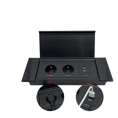 Büromöbel 2 fr Steckdosen hydraulischer Konferenztisch Pop-up eingebauter Desktop-Elektro-Steckdose