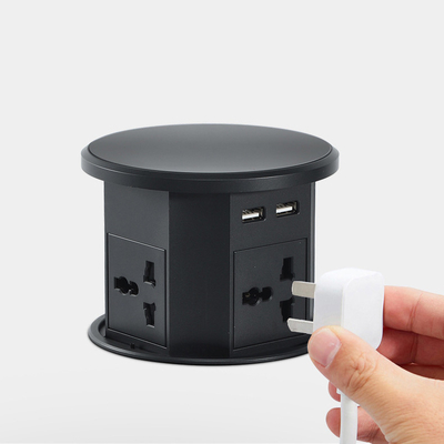 OEM/ODM Smart Pop-Up Power Outlet Aluminium-Tischsteckdose mit 4 Wechselstromsteckdosen und 2 USB-Anschlüssen IP44-Standard für das Laden
