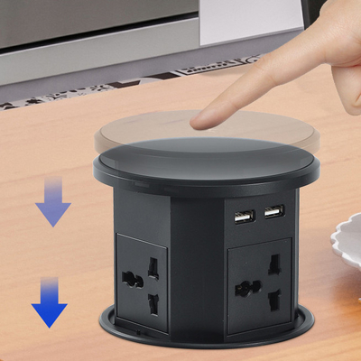 OEM/ODM Smart Pop-Up Power Outlet Aluminium-Tischsteckdose mit 4 Wechselstromsteckdosen und 2 USB-Anschlüssen IP44-Standard für das Laden