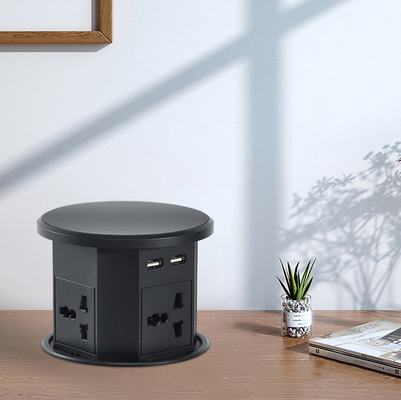 OEM/ODM Smart Pop-Up Power Outlet Aluminium-Tischsteckdose mit 4 Wechselstromsteckdosen und 2 USB-Anschlüssen IP44-Standard für das Laden