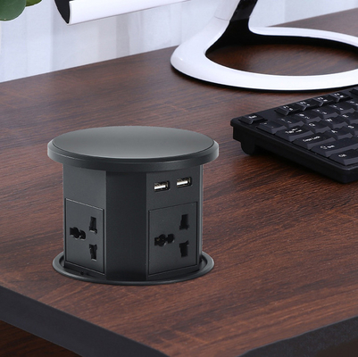 OEM/ODM Smart Pop-Up Power Outlet Aluminium-Tischsteckdose mit 4 Wechselstromsteckdosen und 2 USB-Anschlüssen IP44-Standard für das Laden