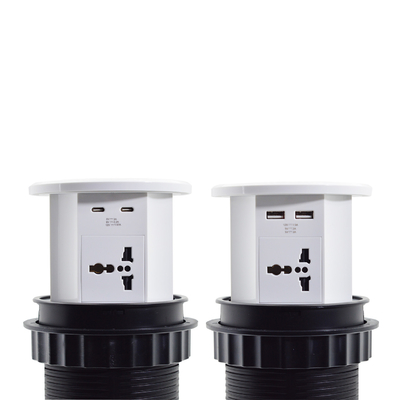 OEM/ODM Smart Pop-Up Power Outlet Aluminium-Tischsteckdose mit 4 Wechselstromsteckdosen und 2 USB-Anschlüssen IP44-Standard für das Laden