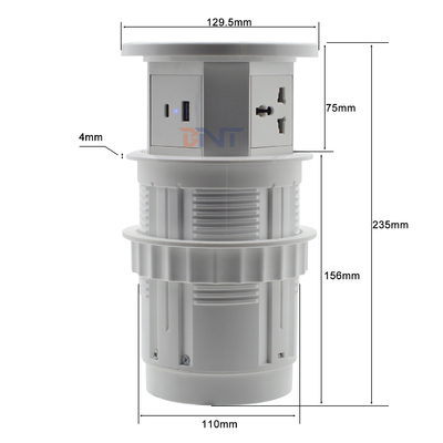OEM/ODM Smart Pop-Up Power Outlet Aluminium-Tischsteckdose mit 4 Wechselstromsteckdosen und 2 USB-Anschlüssen IP44-Standard für das Laden