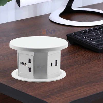 OEM/ODM Smart Pop-Up Power Outlet Aluminium-Tischsteckdose mit 4 Wechselstromsteckdosen und 2 USB-Anschlüssen IP44-Standard für das Laden