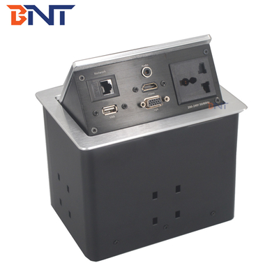 Multifunktionelle Arbeitsplatte Pop-up Steckdose Matte Schwarze Farbe mit HDMI / VGA