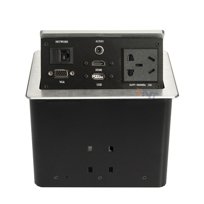 Konferenztisch aus Silber-Aluminium-Legierung, Steckdosen mit 2 USB, 2 Netzwerken