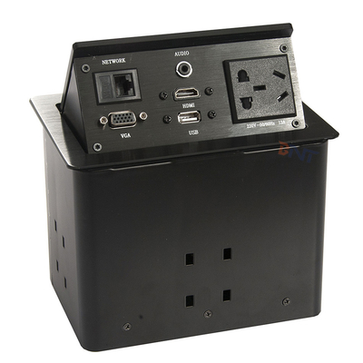 Konferenztisch aus Silber-Aluminium-Legierung, Steckdosen mit 2 USB, 2 Netzwerken