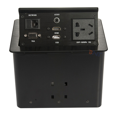 Konferenztisch aus Silber-Aluminium-Legierung, Steckdosen mit 2 USB, 2 Netzwerken