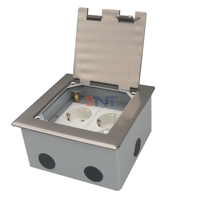 Silberner Dual 2-Pin-Power-Flip-Up-Steckbuch für den Boden
