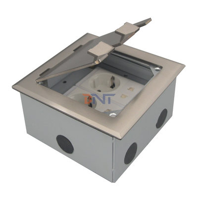 Silberner Dual 2-Pin-Power-Flip-Up-Steckbuch für den Boden