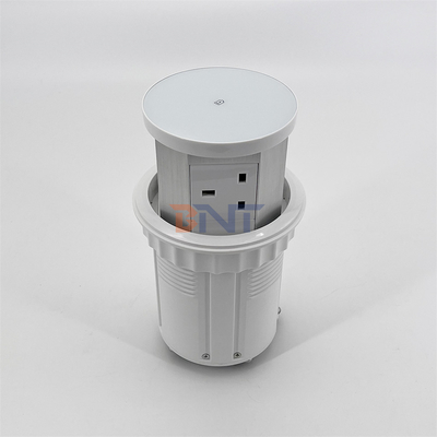 Custom 3-Ausgang Pop-Up-Ausgang Turm PVC und Aluminium Küchentisch Steckdose mit drahtlosem Ladegerät Desktop Pop-Up-Steckdosen