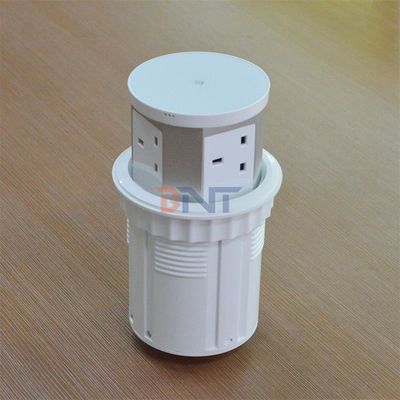 Custom 3-Ausgang Pop-Up-Ausgang Turm PVC und Aluminium Küchentisch Steckdose mit drahtlosem Ladegerät Desktop Pop-Up-Steckdosen