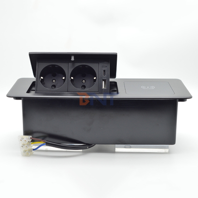 Desktop-Tisch versteckte Ladesteckdosen Multi-Connection-Box Pop-up-Stromanschluss mit drahtlosem Laden