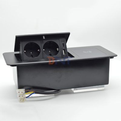 Desktop-Tisch versteckte Ladesteckdosen Multi-Connection-Box Pop-up-Stromanschluss mit drahtlosem Laden