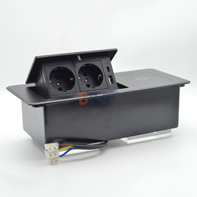 Desktop-Tisch versteckte Ladesteckdosen Multi-Connection-Box Pop-up-Stromanschluss mit drahtlosem Laden