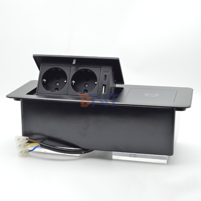 Desktop-Tisch versteckte Ladesteckdosen Multi-Connection-Box Pop-up-Stromanschluss mit drahtlosem Laden