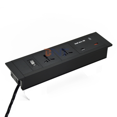 Verstrickte Tischsteckdose Universelle Steckdosen USB A+C-Anschlüsse 65 Watt Max-Ausgang US/EU/AU 16A/13A