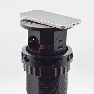 OEM/ODM Smart Pop-Up Power Outlet Aluminium-Tischsteckdose mit 3 Wechselstromsteckdosen und 2 USB-Anschlüssen IP44-Standard für das Laden