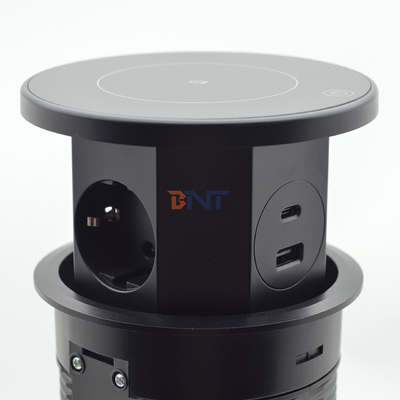OEM/ODM Smart Pop-Up Power Outlet Aluminium-Tischsteckdose mit 3 Wechselstromsteckdosen und 2 USB-Anschlüssen IP44-Standard für das Laden