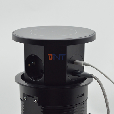OEM/ODM Smart Pop-Up Power Outlet Aluminium-Tischsteckdose mit 3 Wechselstromsteckdosen und 2 USB-Anschlüssen IP44-Standard für das Laden