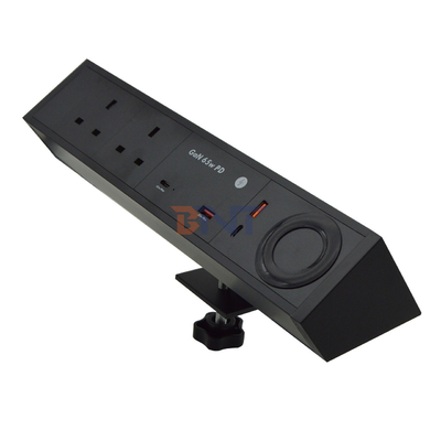Multifunktionale 2 Wechselstromsteckdosen Dual USB A+C UK 65W PD Schnellladung Desktop Klemm Steckdose Stromanschluss
