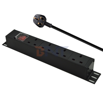 PDU 4-Port Steckdosen SPD Überspannungsschutz Stromstreifen-Erweiterung Socket 3250W mit Ein-/Aus-Schalter und Stromkabel