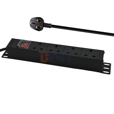 PDU 4-Port Steckdosen SPD Überspannungsschutz Stromstreifen-Erweiterung Socket 3250W mit Ein-/Aus-Schalter und Stromkabel