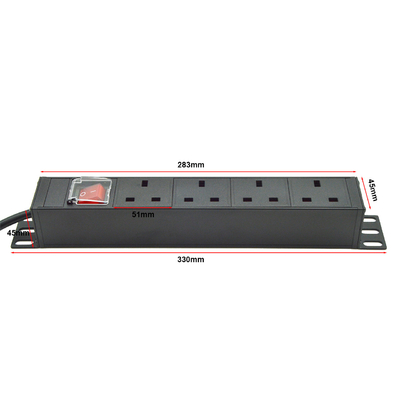 PDU 4-Port Steckdosen SPD Überspannungsschutz Stromstreifen-Erweiterung Socket 3250W mit Ein-/Aus-Schalter und Stromkabel