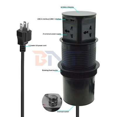BNT Wireless Charger Automatisches Pneumatisches Pop-up Küchenwaschbecken Wasserhahn Neues Tischdesign 4 Steckdosen Modernes Automatisches